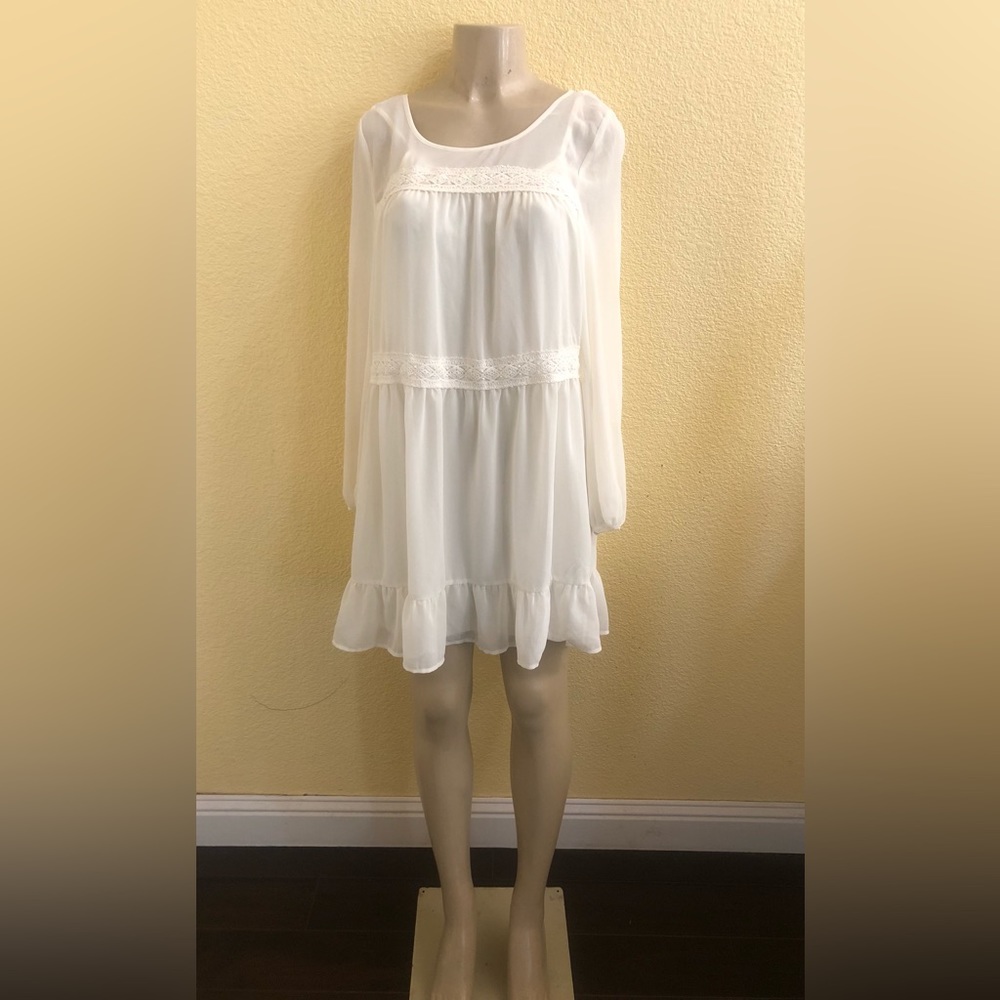 Entro sheer long sleeve beige dress size L